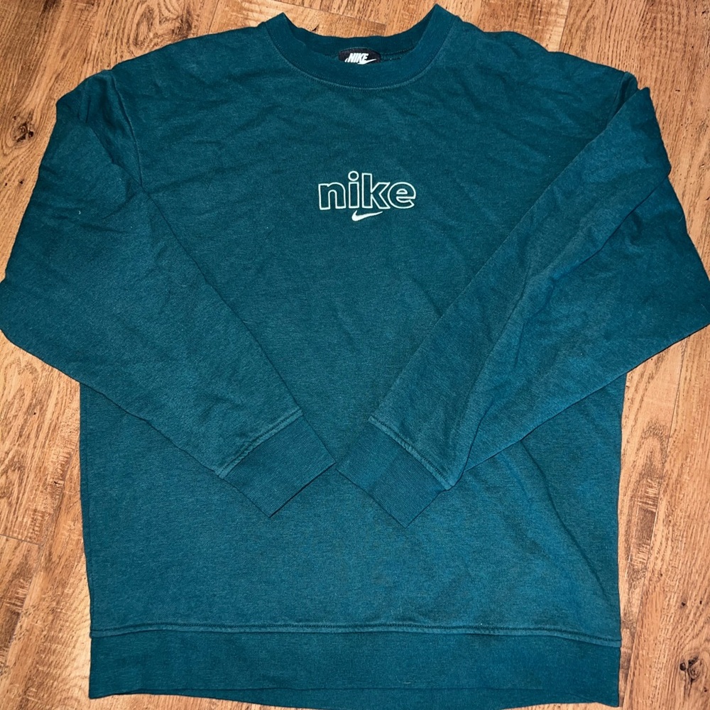 Nike Crewneck Sweatshirt Green Embroidered Size Medium